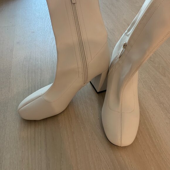 Zara Heeled Ankle Boots, White, Size 37 - Picture 3 of 4